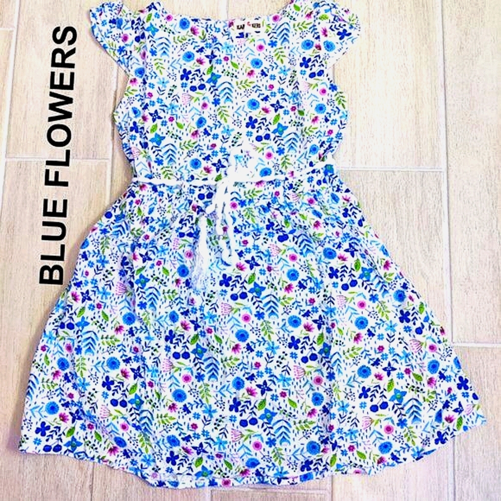 Beautiful BLUE FLOWER Printed Woven Dresses with Tie, NWT, Sizes 2T to 6… - Picture 1 of 2